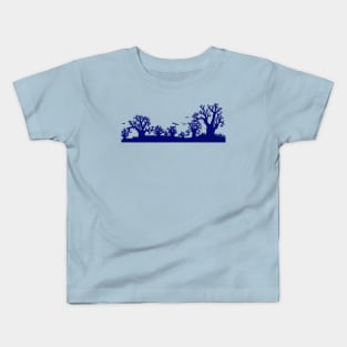 Baobab Trees Silhouette Blue Kids T-Shirt